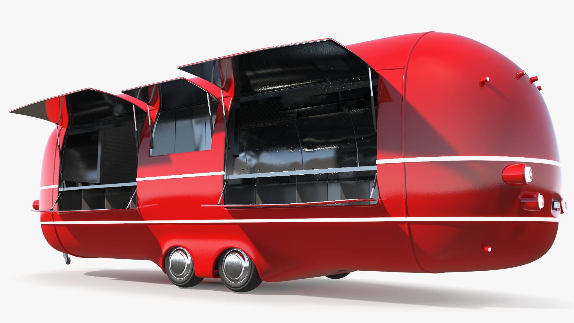 3D Street Food Truck Red Rigged model