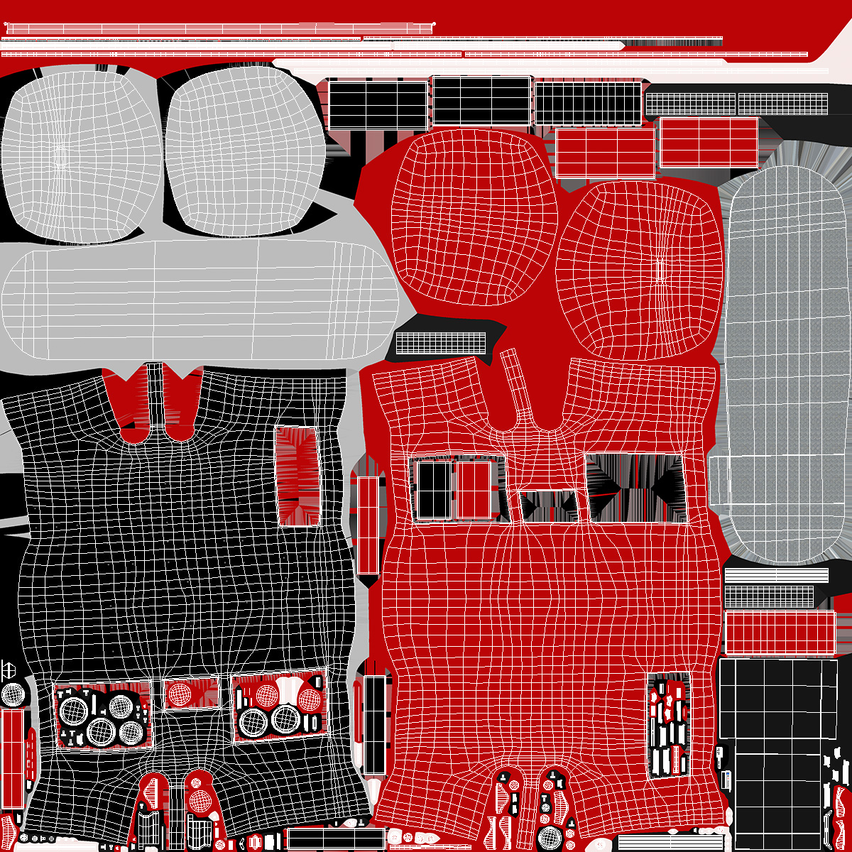 3D Street Food Truck Red Rigged model