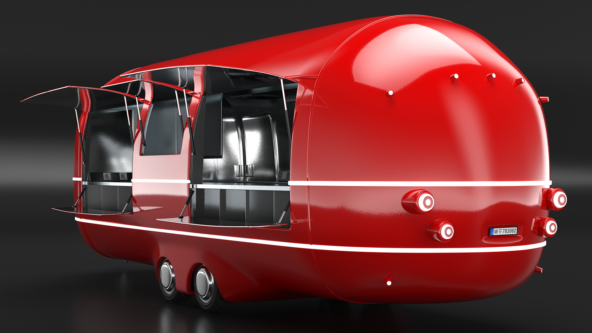 3D Street Food Truck Red Rigged model