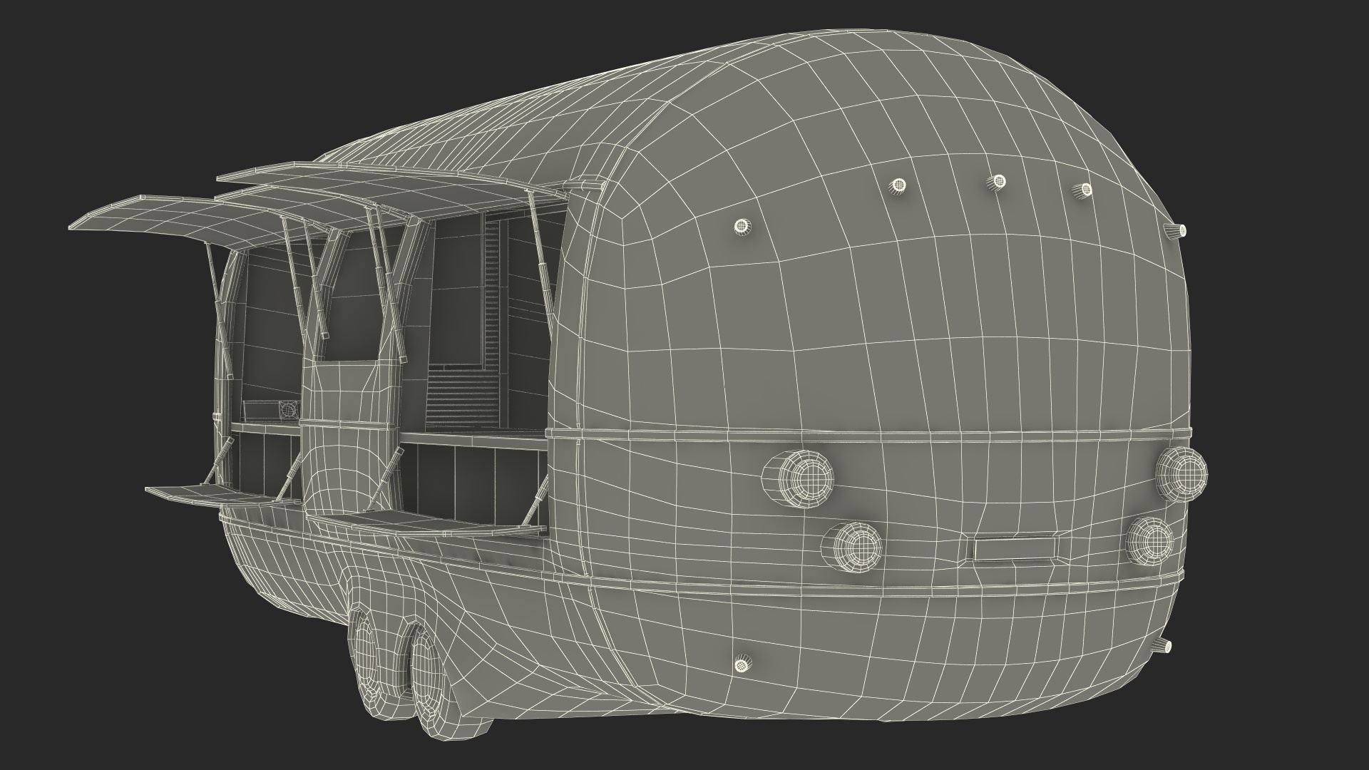 3D Street Food Truck Red Rigged model