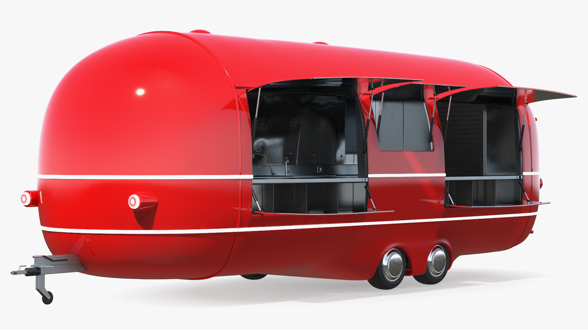3D Street Food Truck Red Rigged model