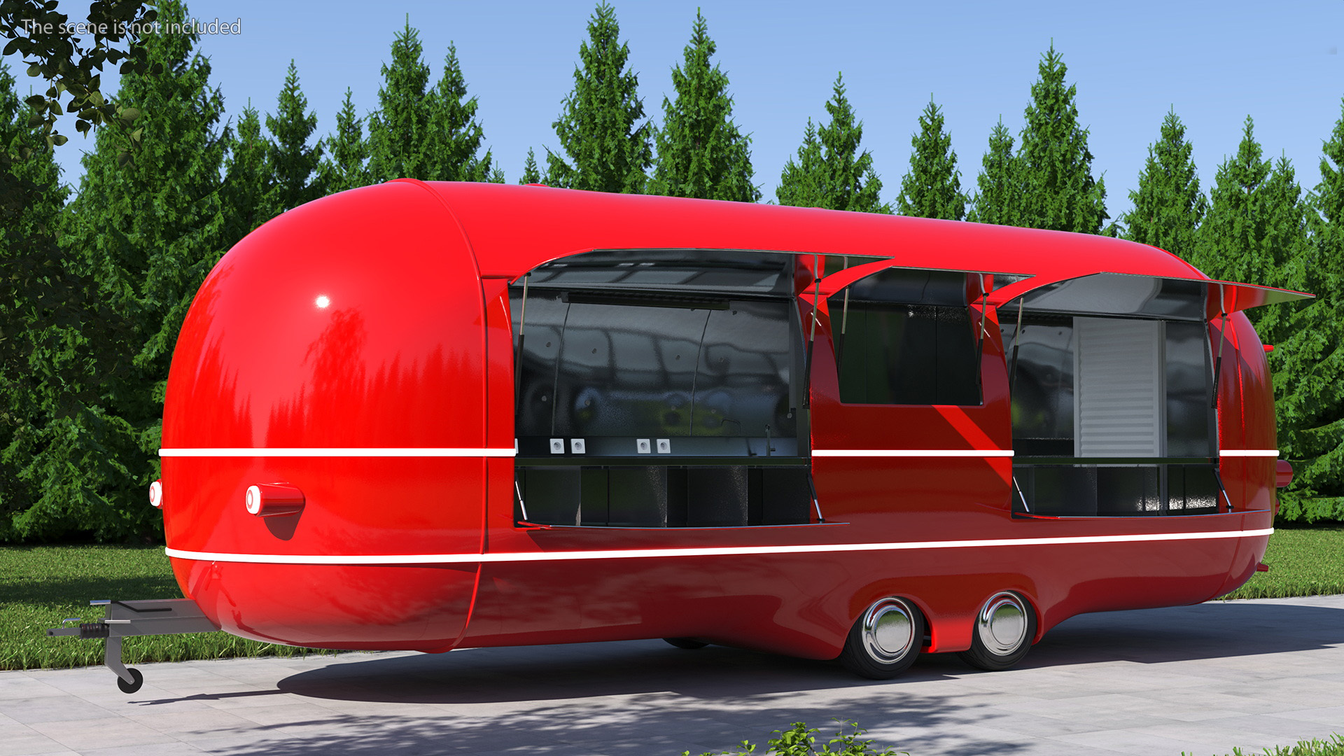 3D Street Food Truck Red Rigged model