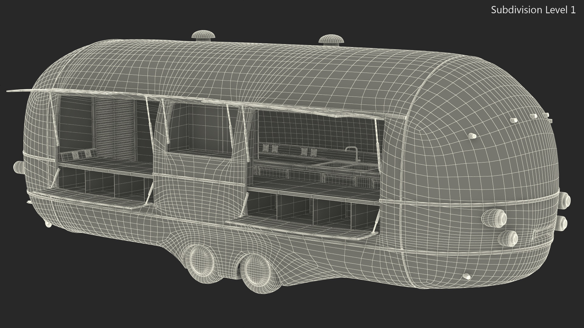 3D Street Food Truck Red Rigged model