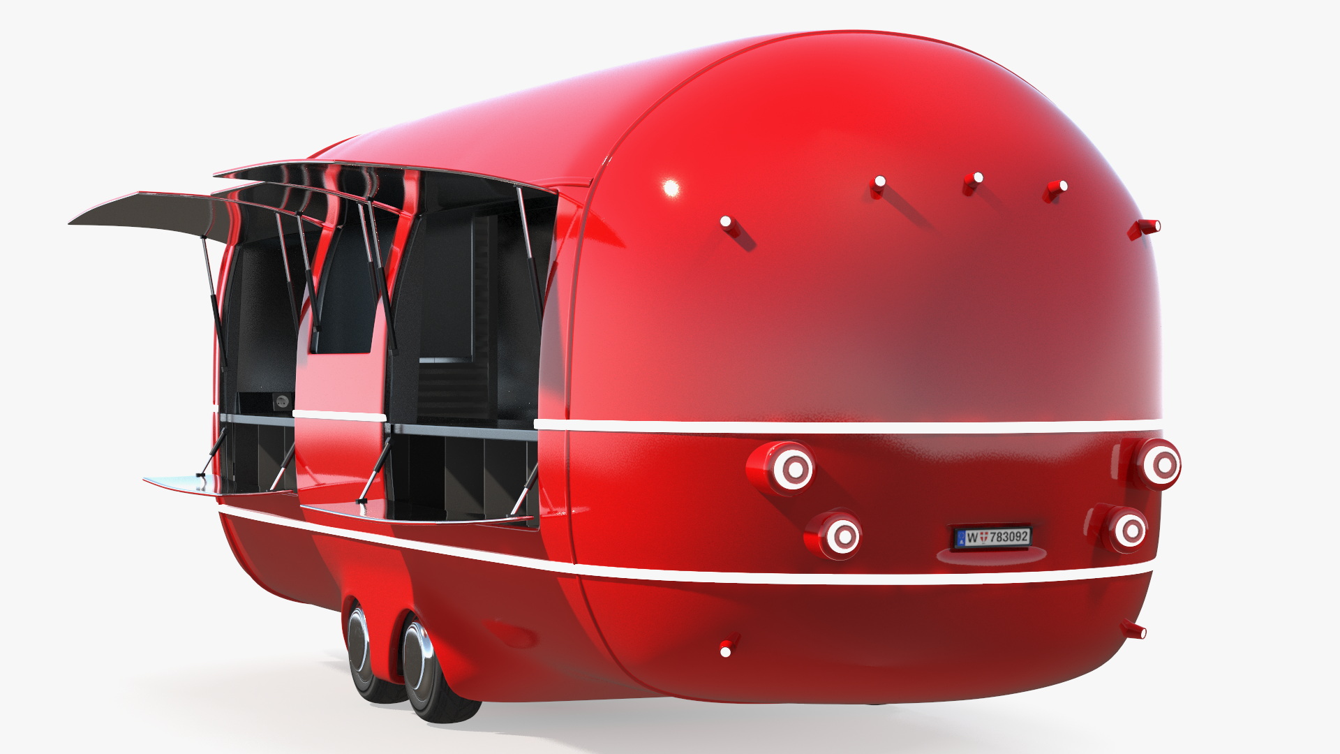 3D Street Food Truck Red Rigged model