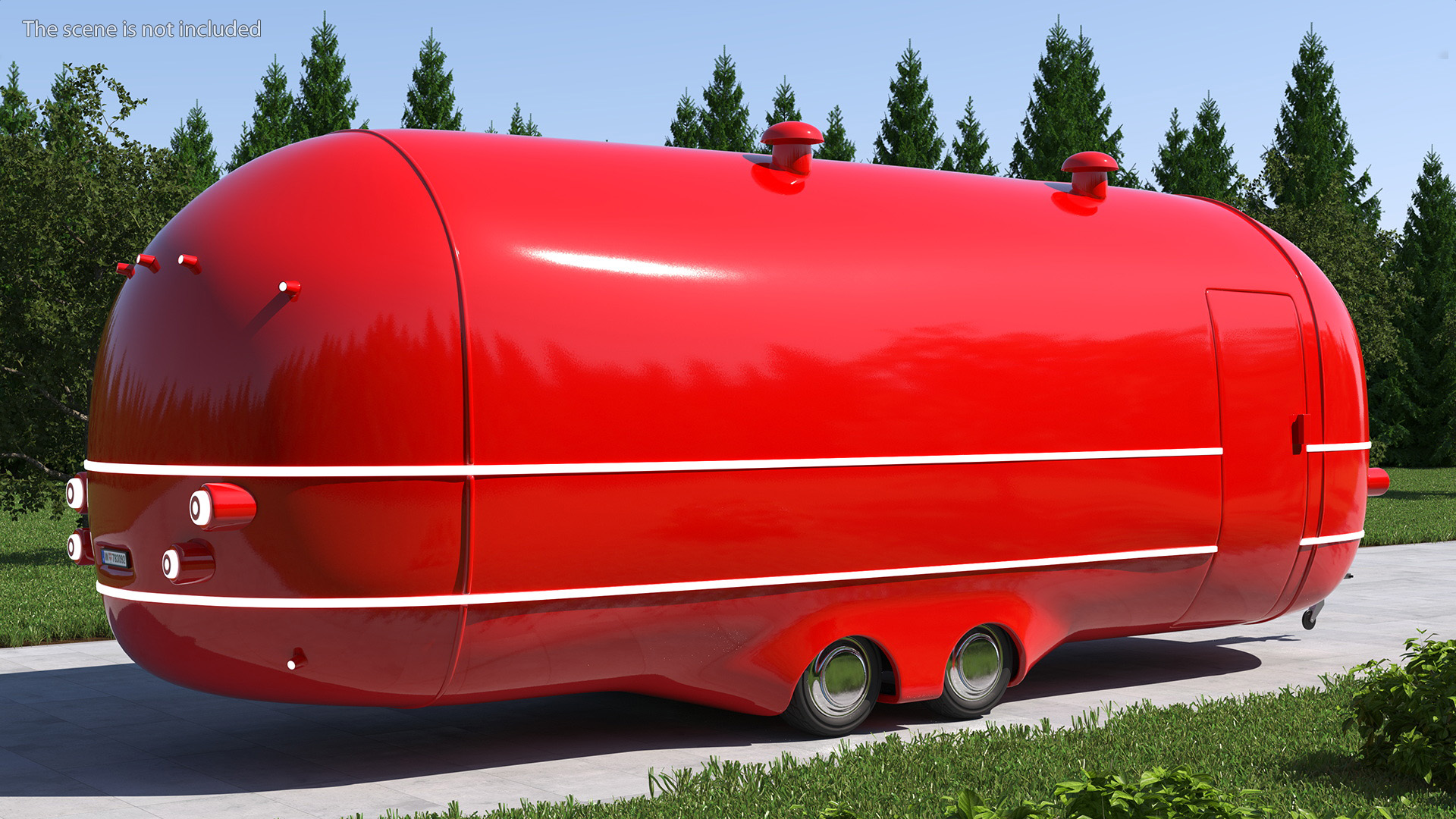 3D Street Food Truck Red Rigged model