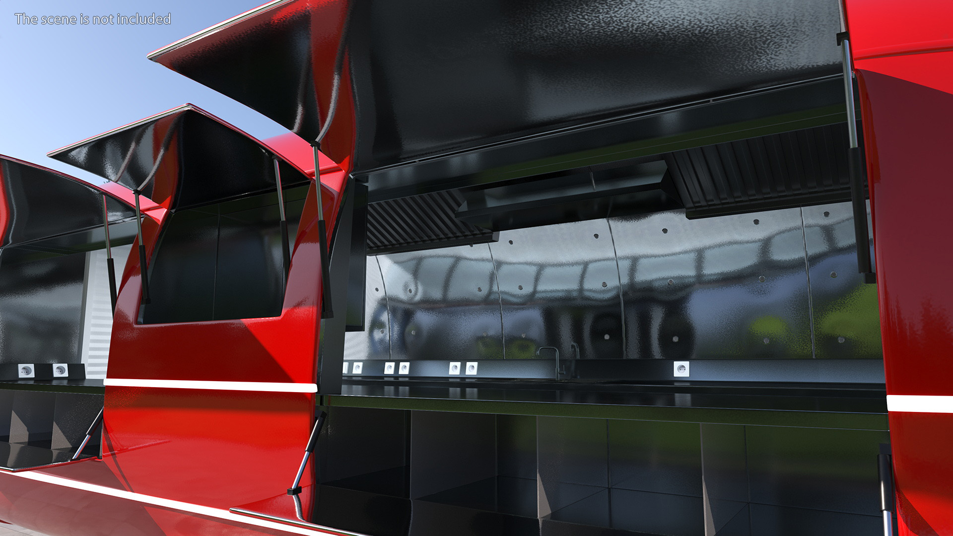 3D Street Food Truck Red Rigged model