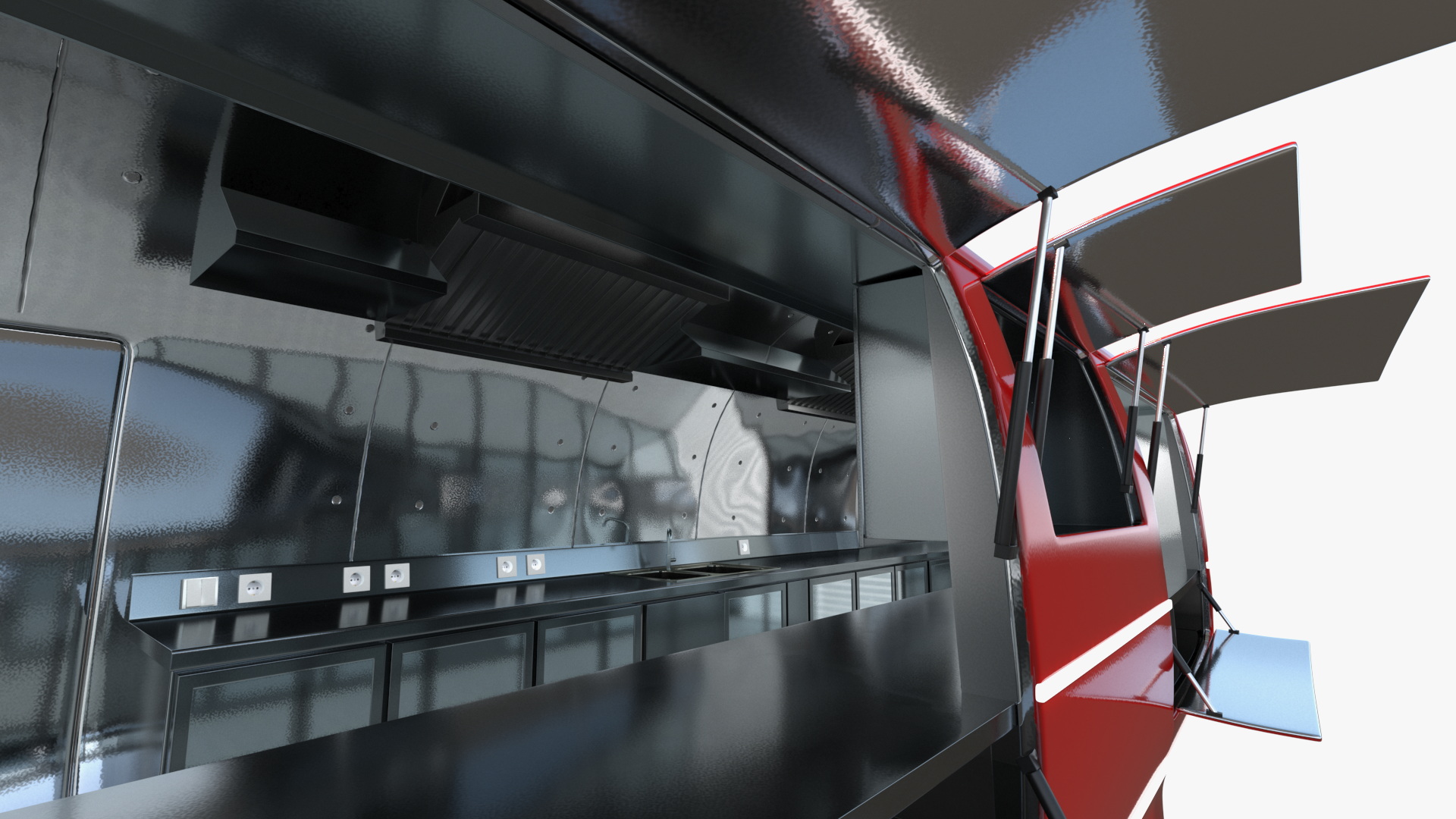 3D Street Food Truck Red Rigged model