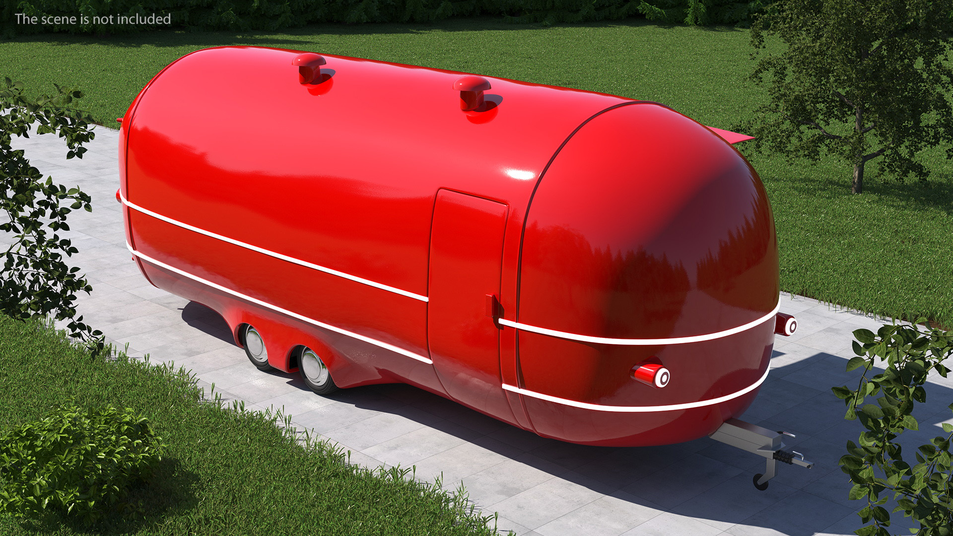 3D Street Food Truck Red Rigged model