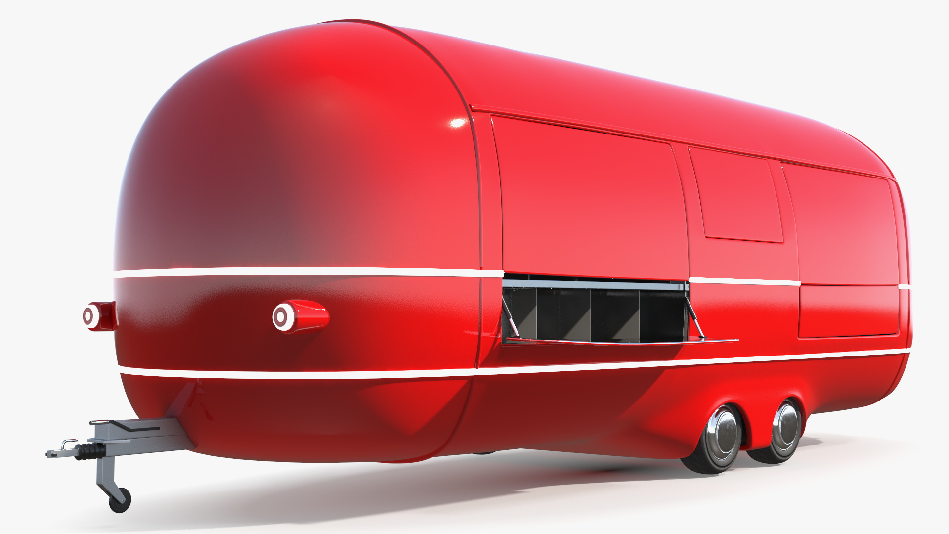 3D Street Food Truck Red Rigged model