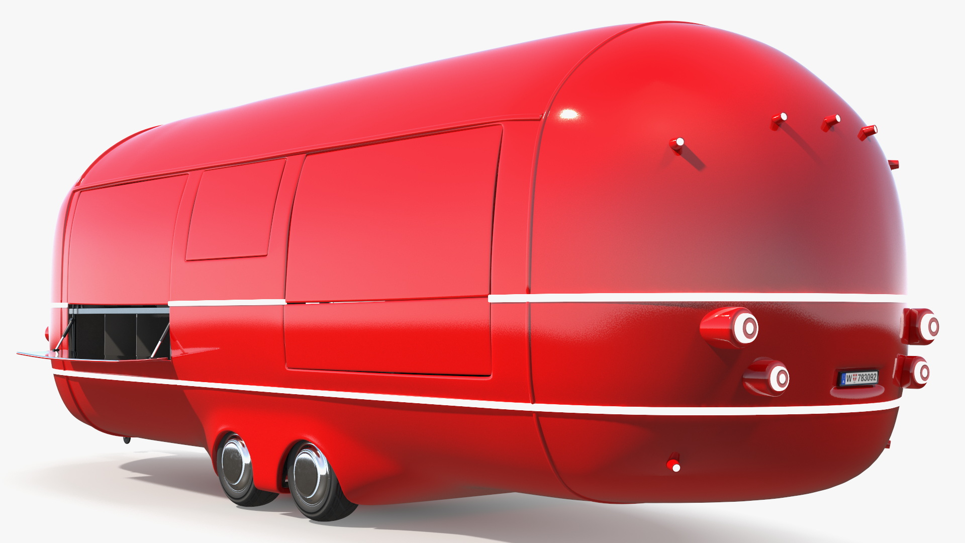 3D Street Food Truck Red Rigged model