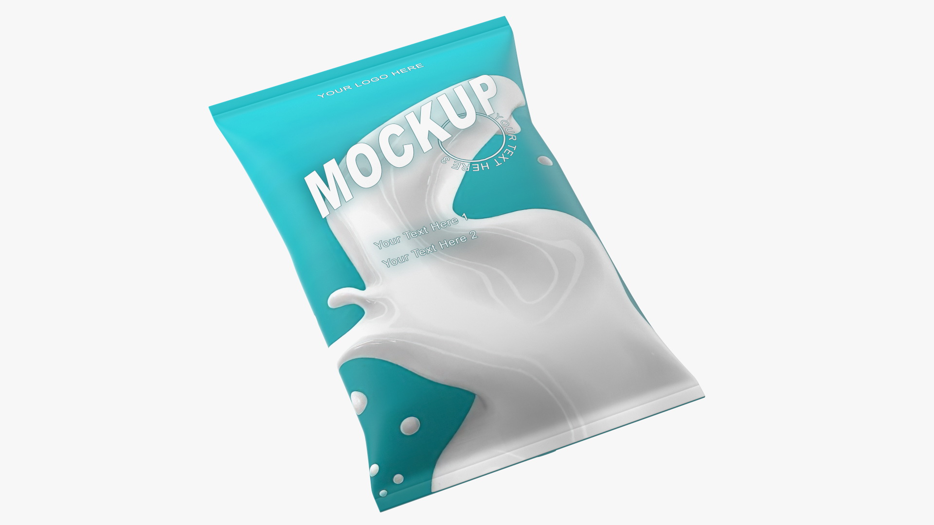 3D model Pillow Shape Milk Packaging Mockup Green
