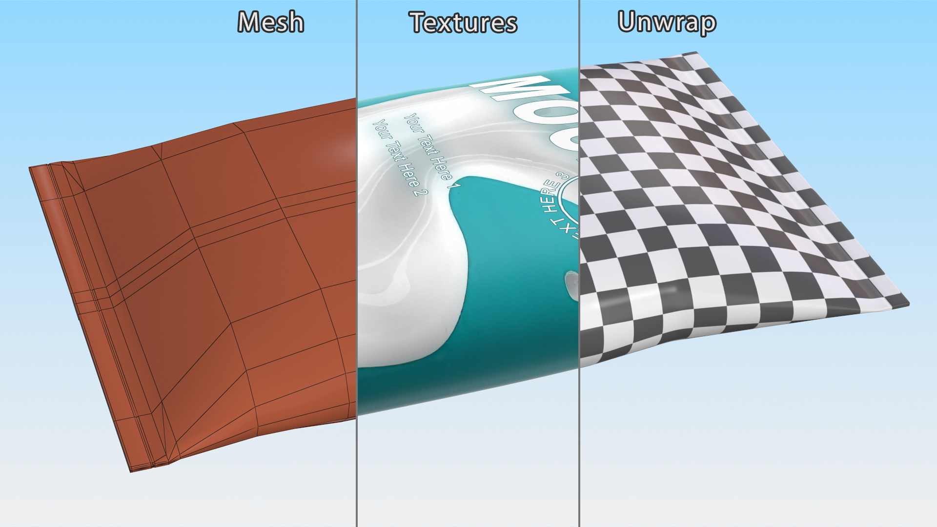 3D model Pillow Shape Milk Packaging Mockup Green