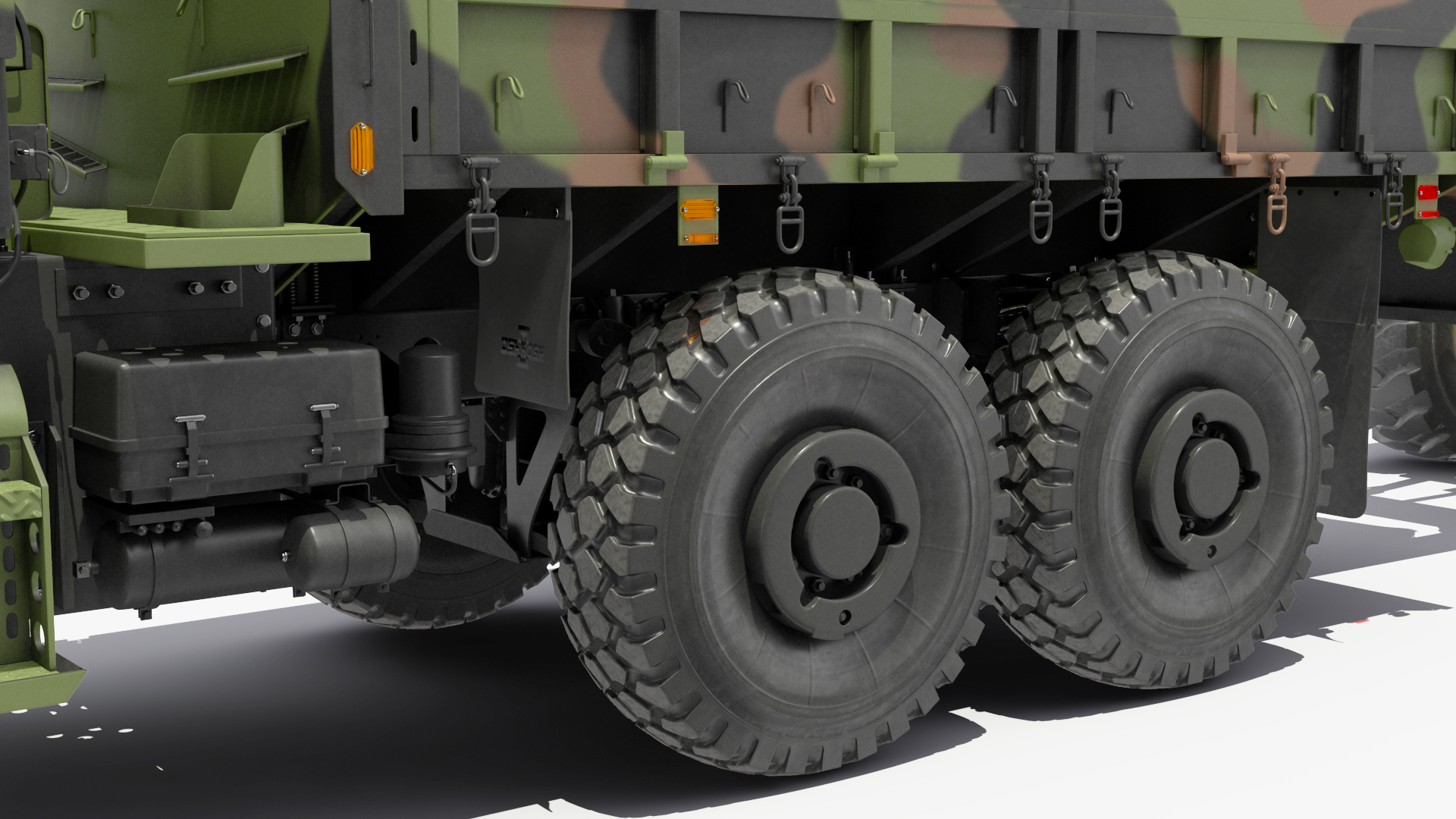 3D Military Forklift Loard Cargo to the OshKosh MTVR MK23 Rigged