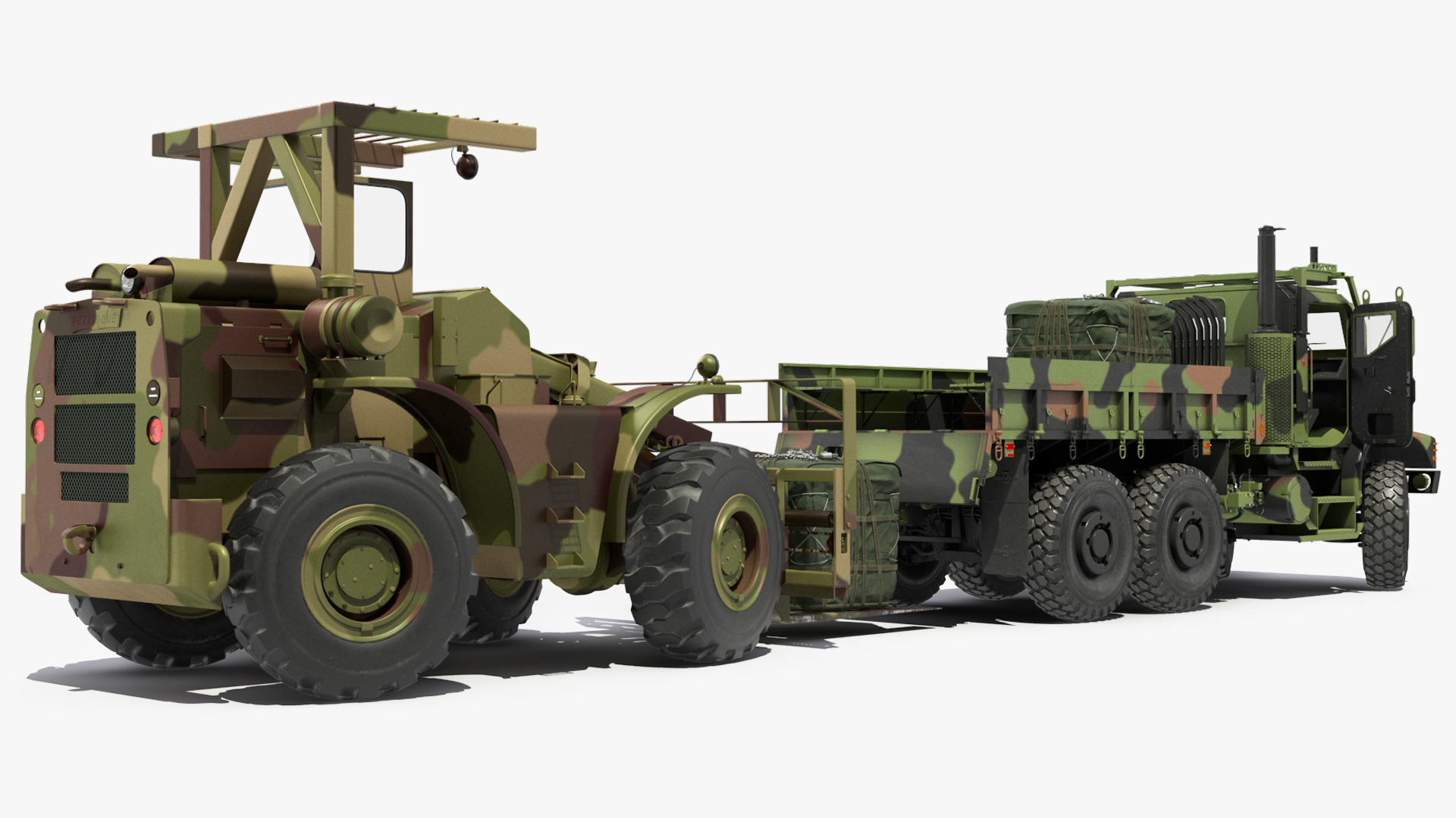 3D Military Forklift Loard Cargo to the OshKosh MTVR MK23 Rigged