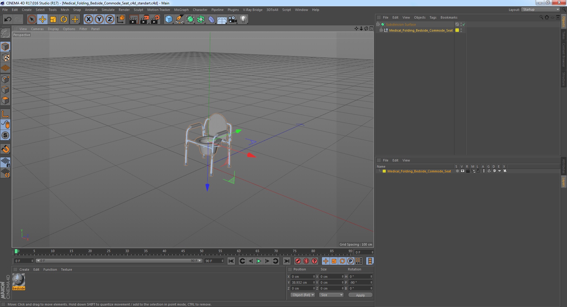 3D Medical Folding Bedside Commode Seat