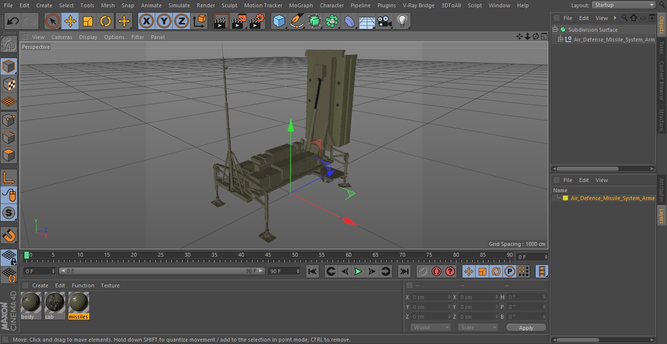 3D Air Defense Missile System Armed Position