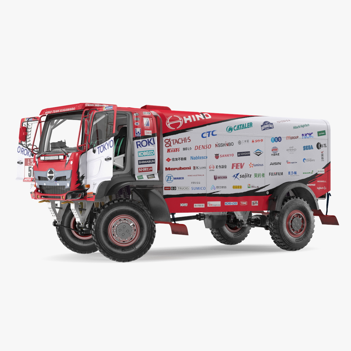 Hino Dakar Truck Rigged for Maya 3D