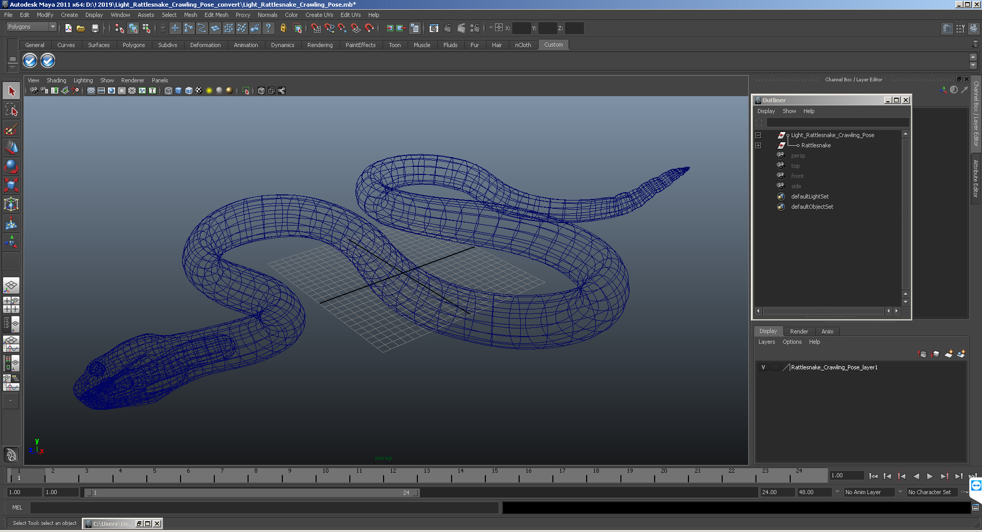 3D Light Rattlesnake Crawling Pose