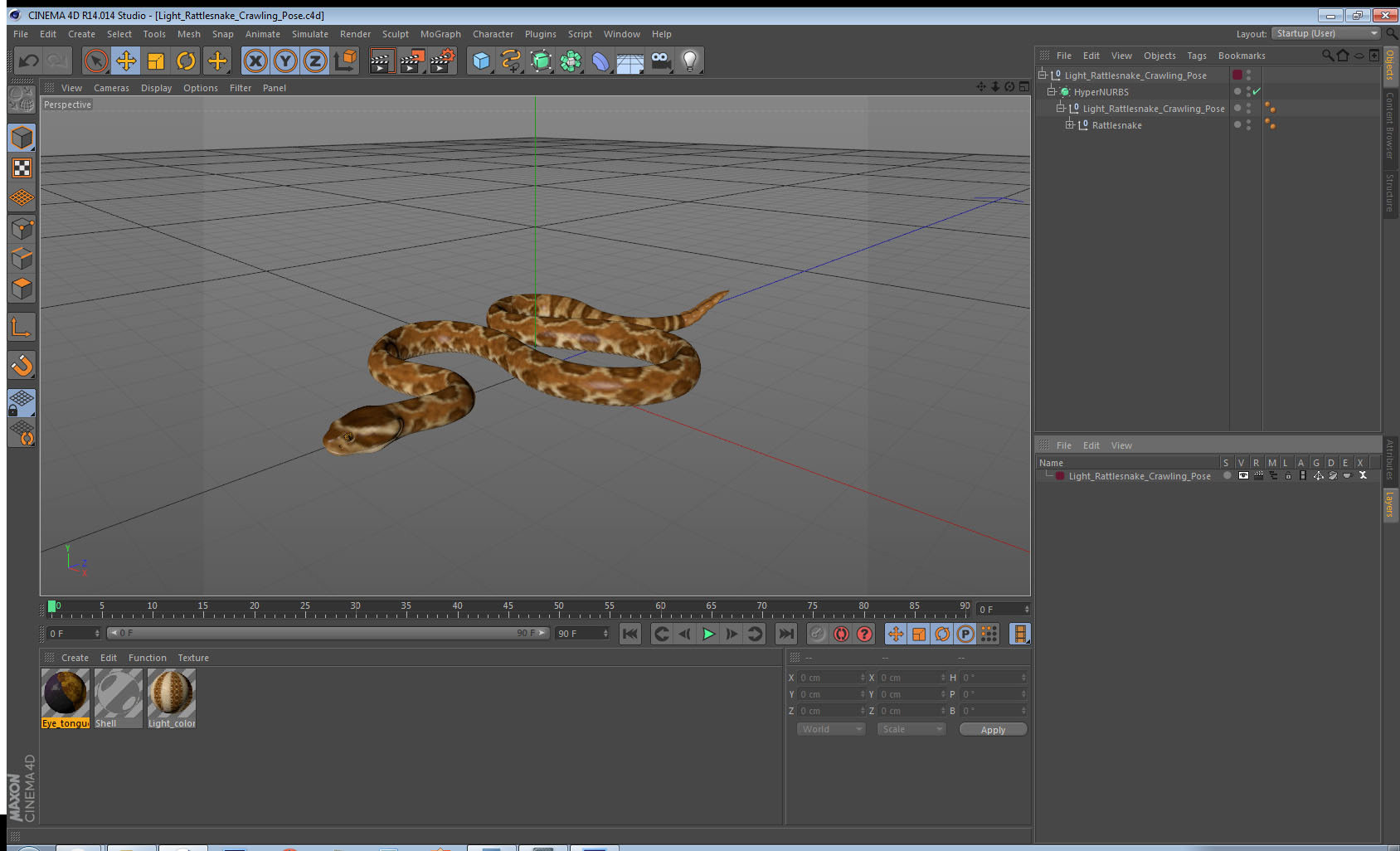 3D Light Rattlesnake Crawling Pose