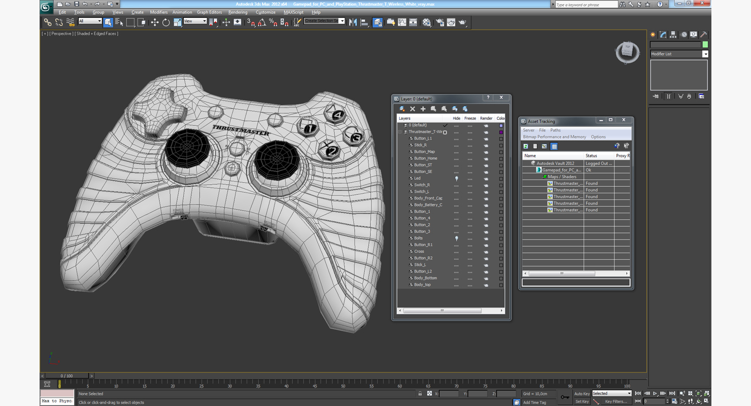 3D model Gamepad for PC and PlayStation Thrustmaster T Wireless White