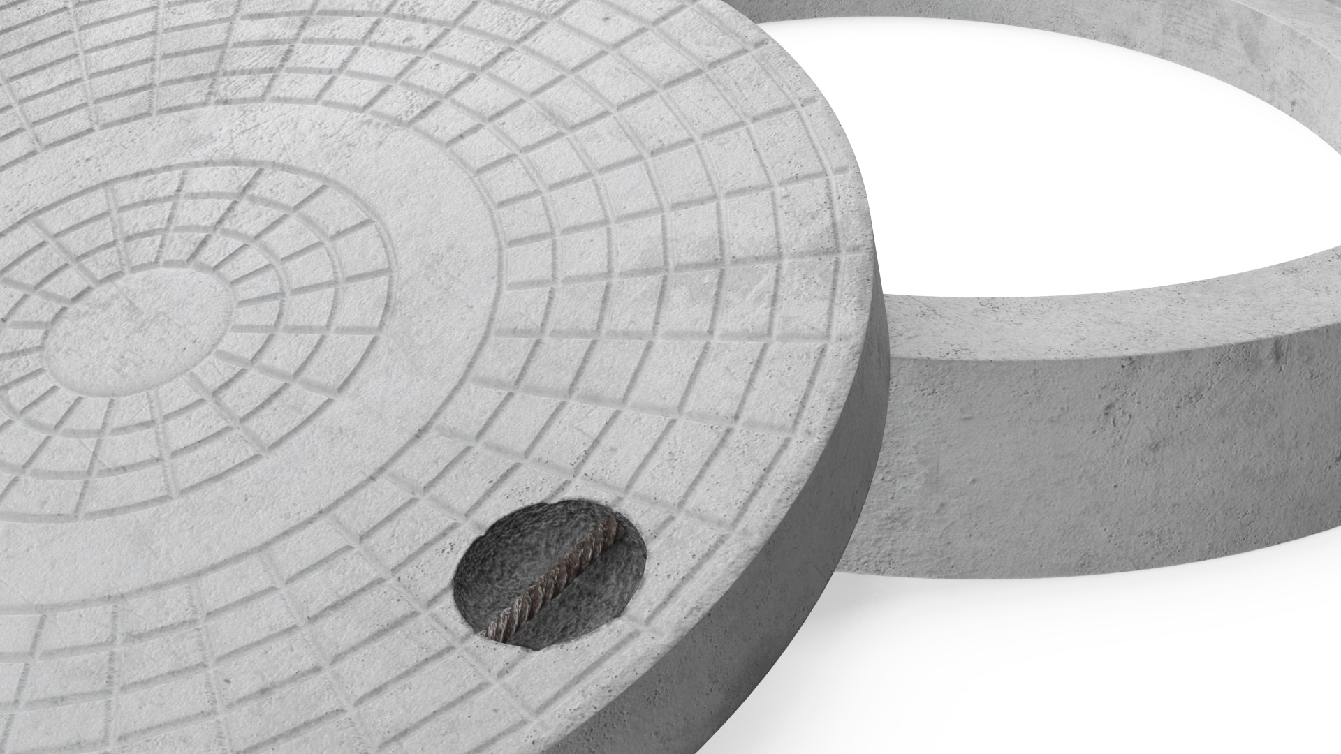3D Round Concrete Manhole Cover model