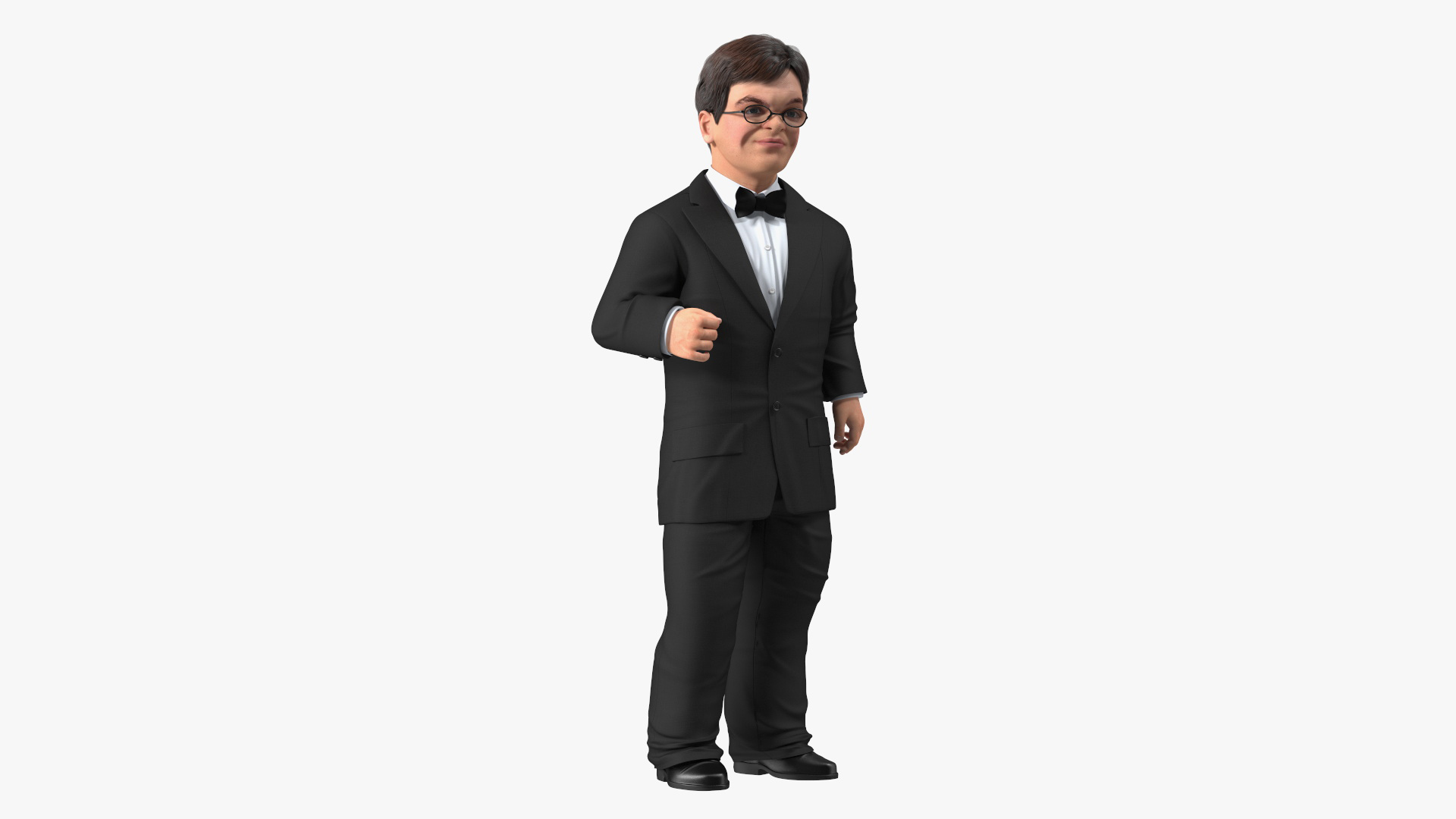 3D model Character Dwarf Man Wearing Formal Suit Rigged for Cinema 4D