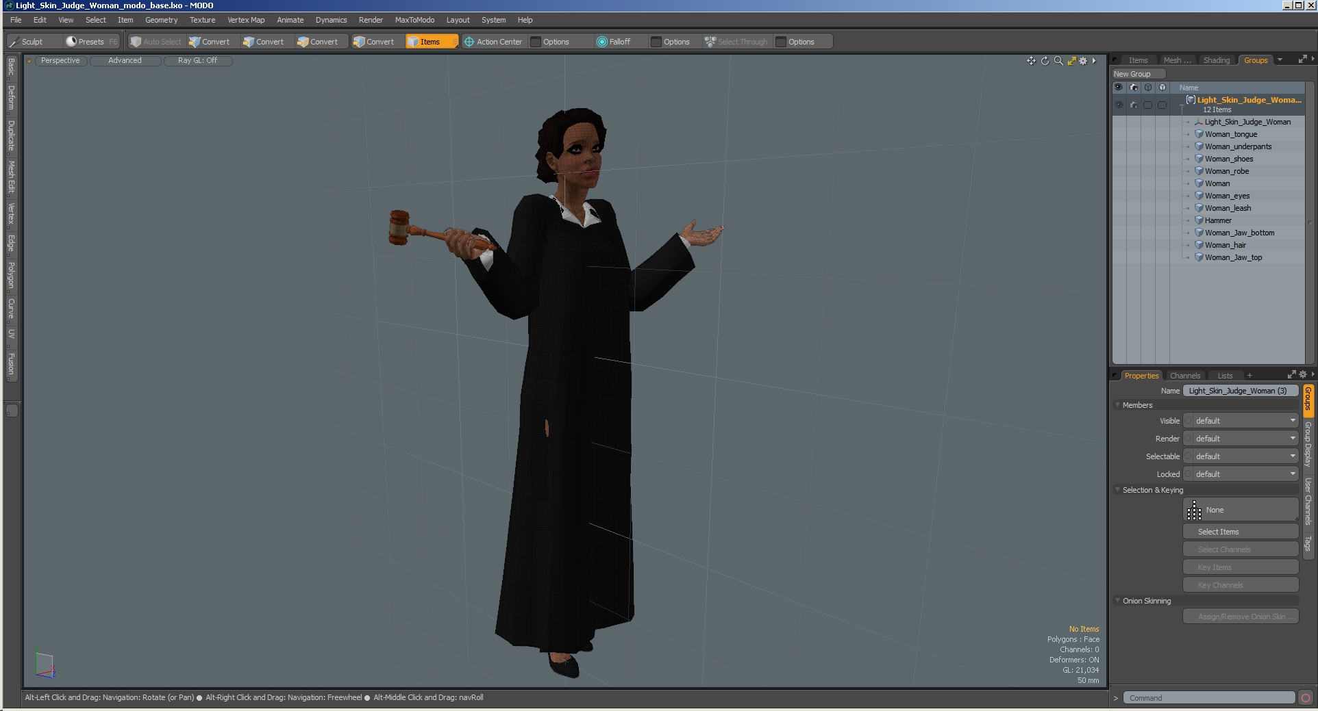 Light Skin Judge Woman 3D