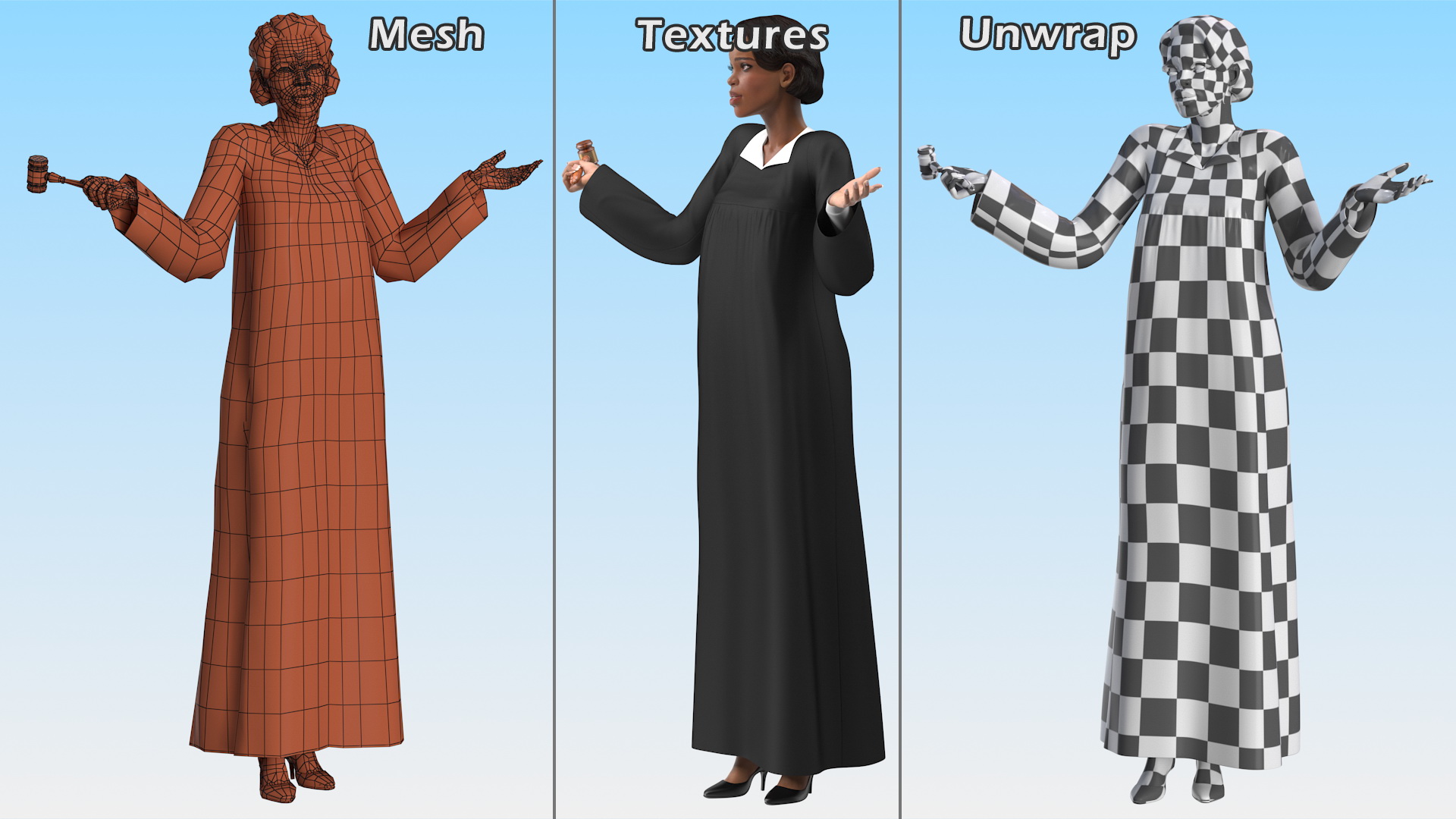 Light Skin Judge Woman 3D