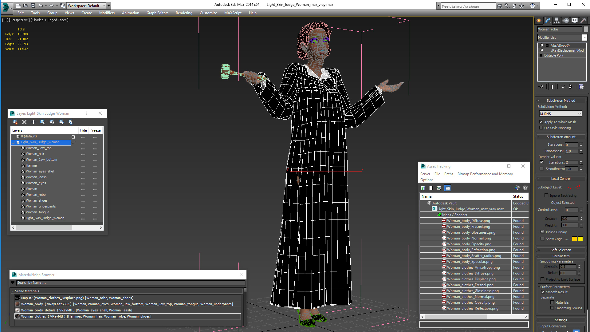 Light Skin Judge Woman 3D