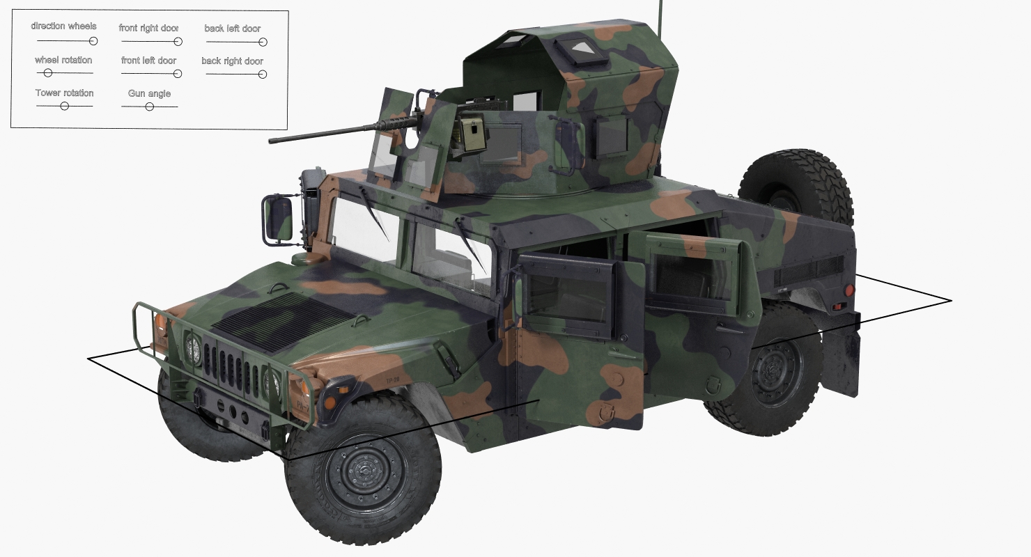 3D model Humvee M1151 Enhanced Armament Carrier Rigged Camo
