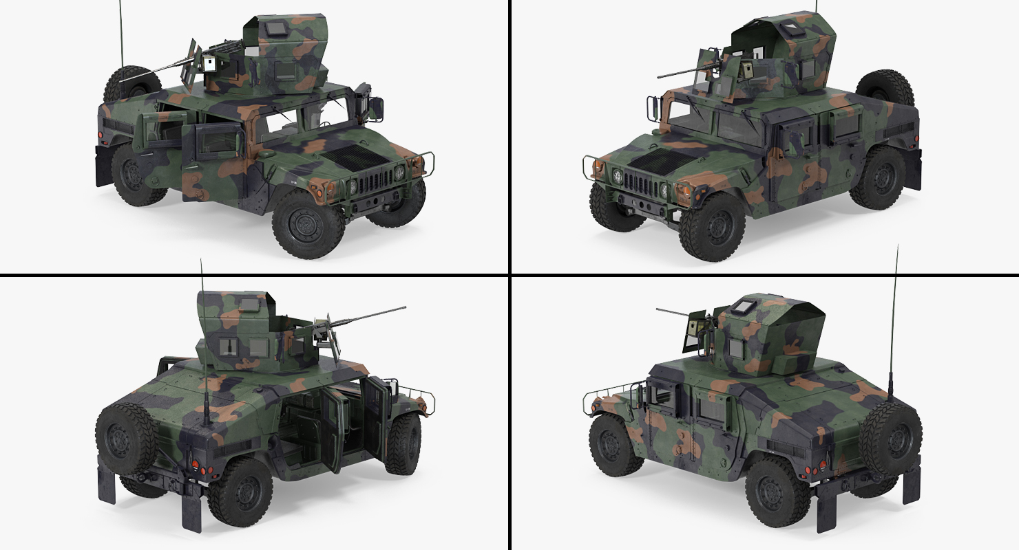 3D model Humvee M1151 Enhanced Armament Carrier Rigged Camo