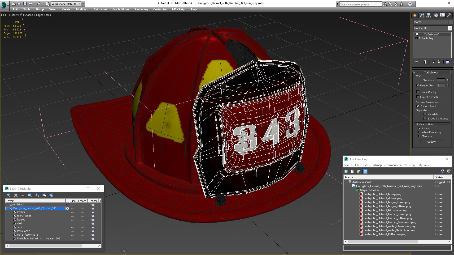 Firefighter Helmet with Number 343 3D model