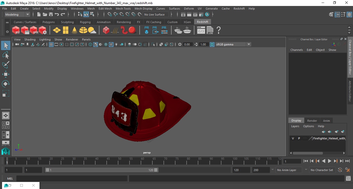 Firefighter Helmet with Number 343 3D model