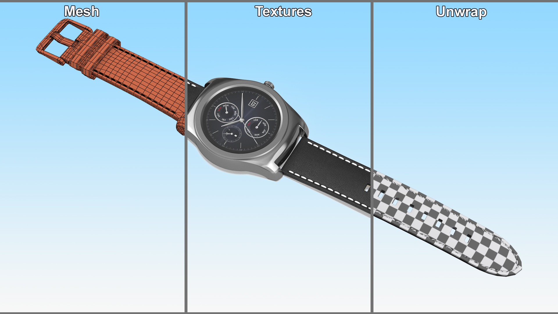 3D model Classic Leather Strap Wristwatch LG