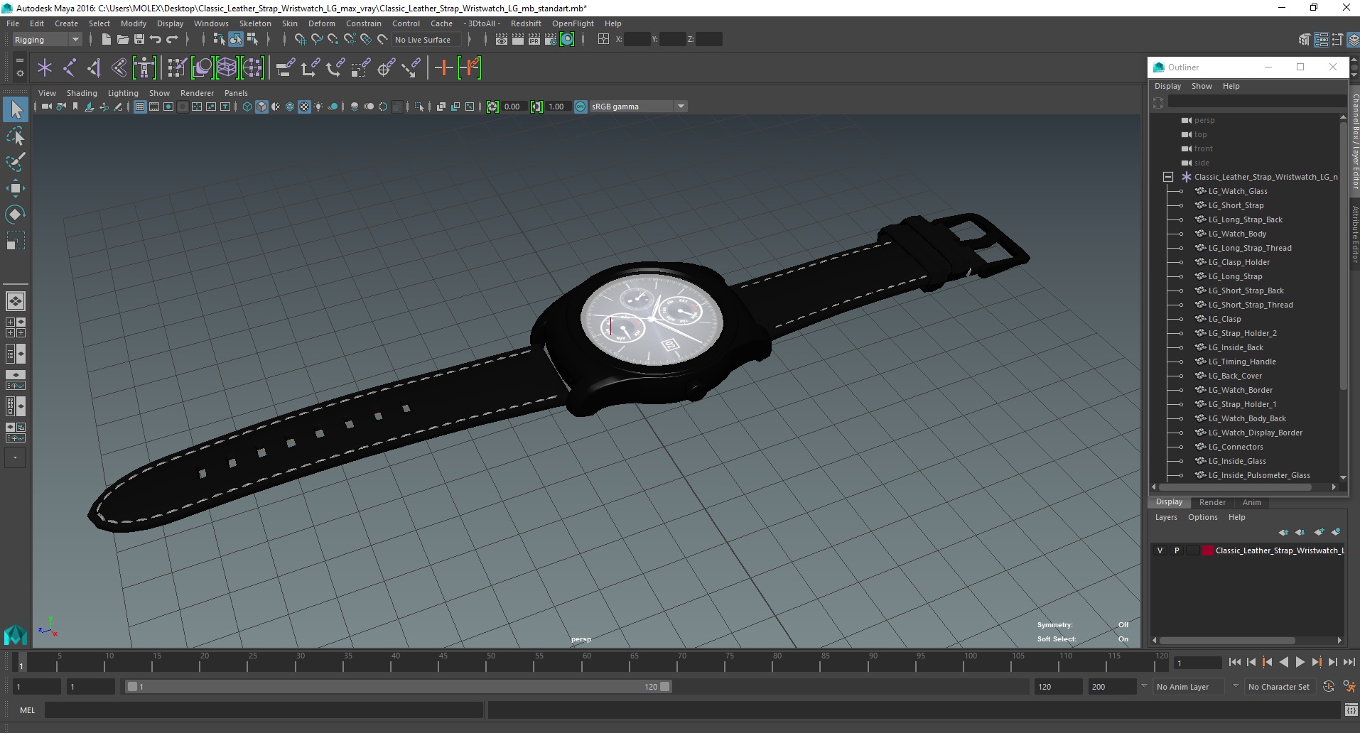 3D model Classic Leather Strap Wristwatch LG