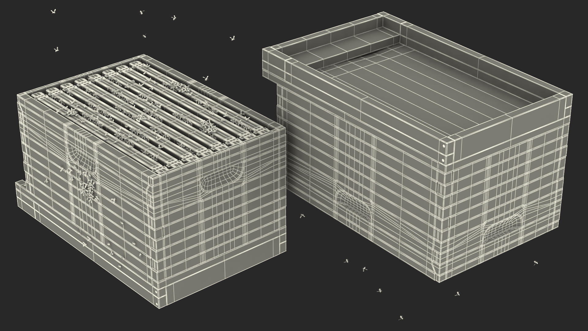 Painted Brood Box Cedar 8 frames 3D