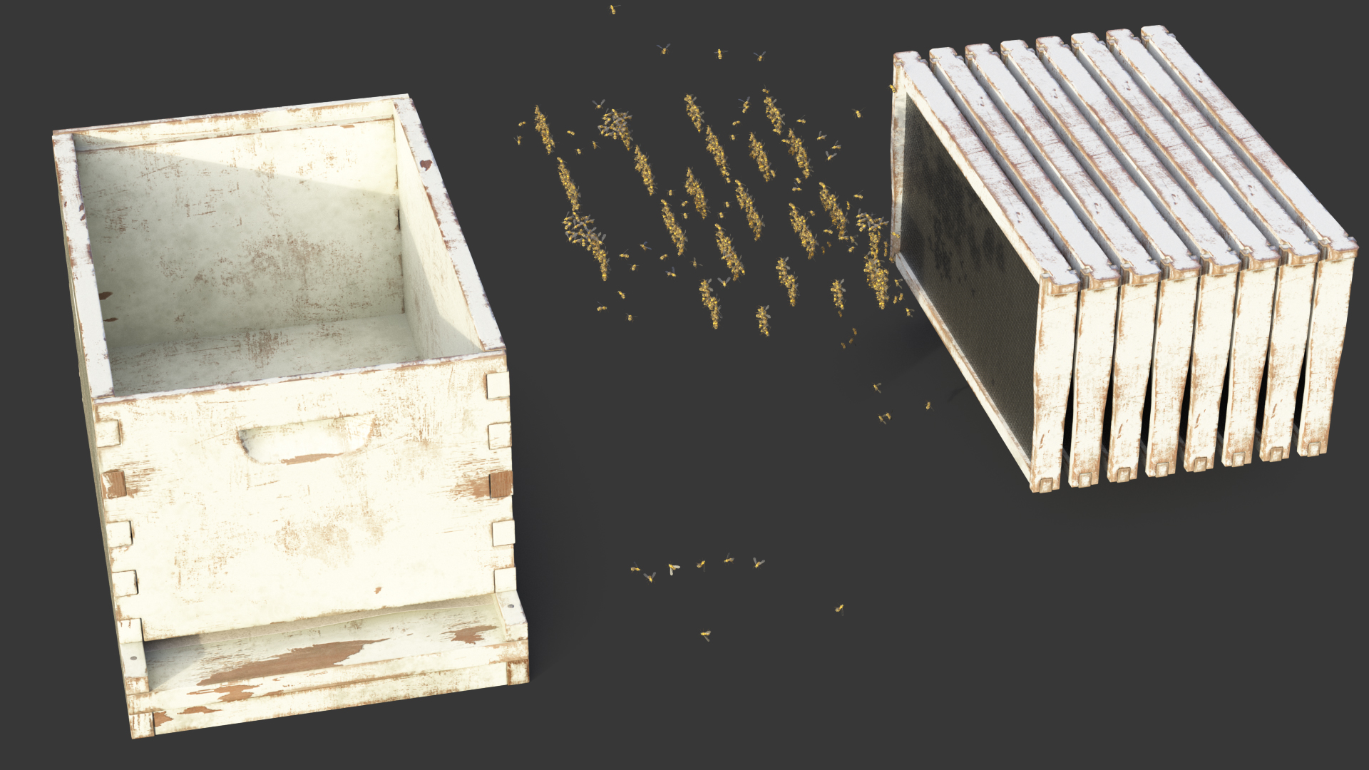 Painted Brood Box Cedar 8 frames 3D