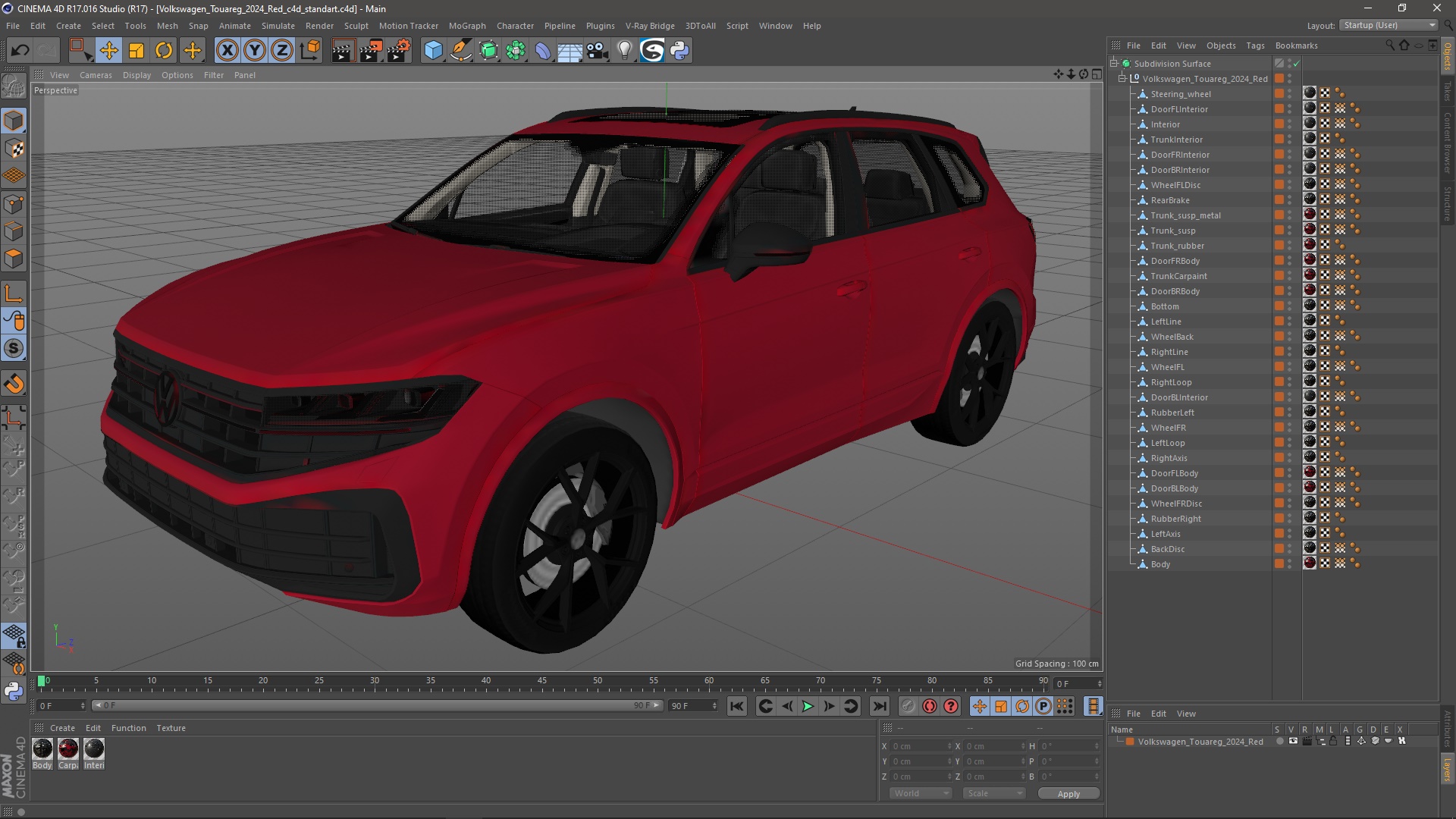 Volkswagen Touareg 2024 Red 3D