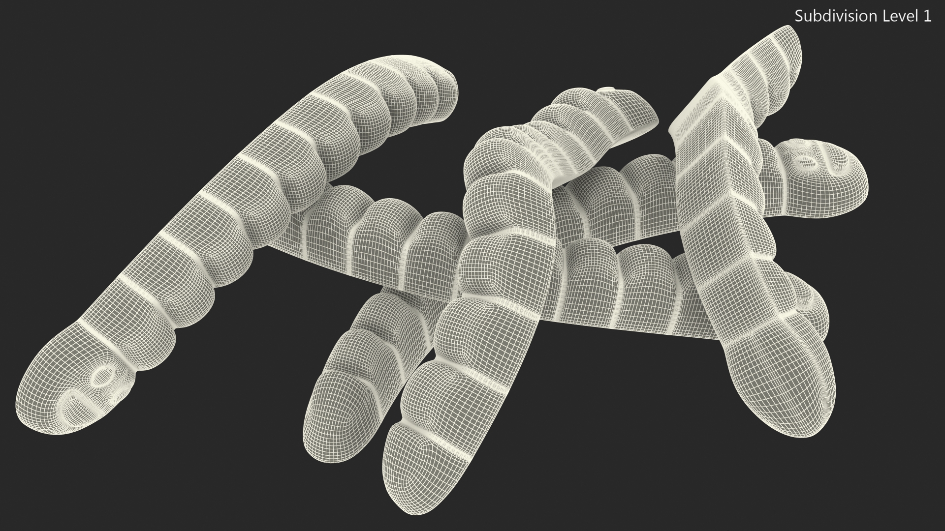 3D Sugar Coated Colorful Gummy Worms Pile model