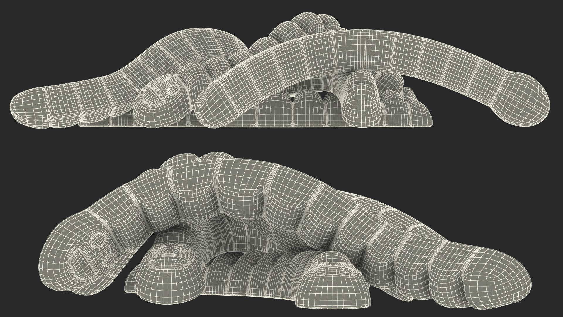 3D Sugar Coated Colorful Gummy Worms Pile model