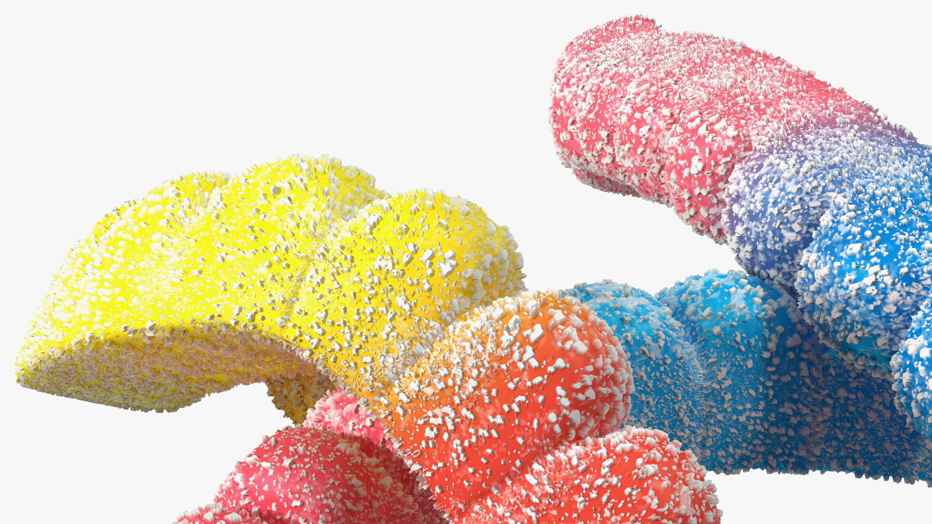 3D Sugar Coated Colorful Gummy Worms Pile model