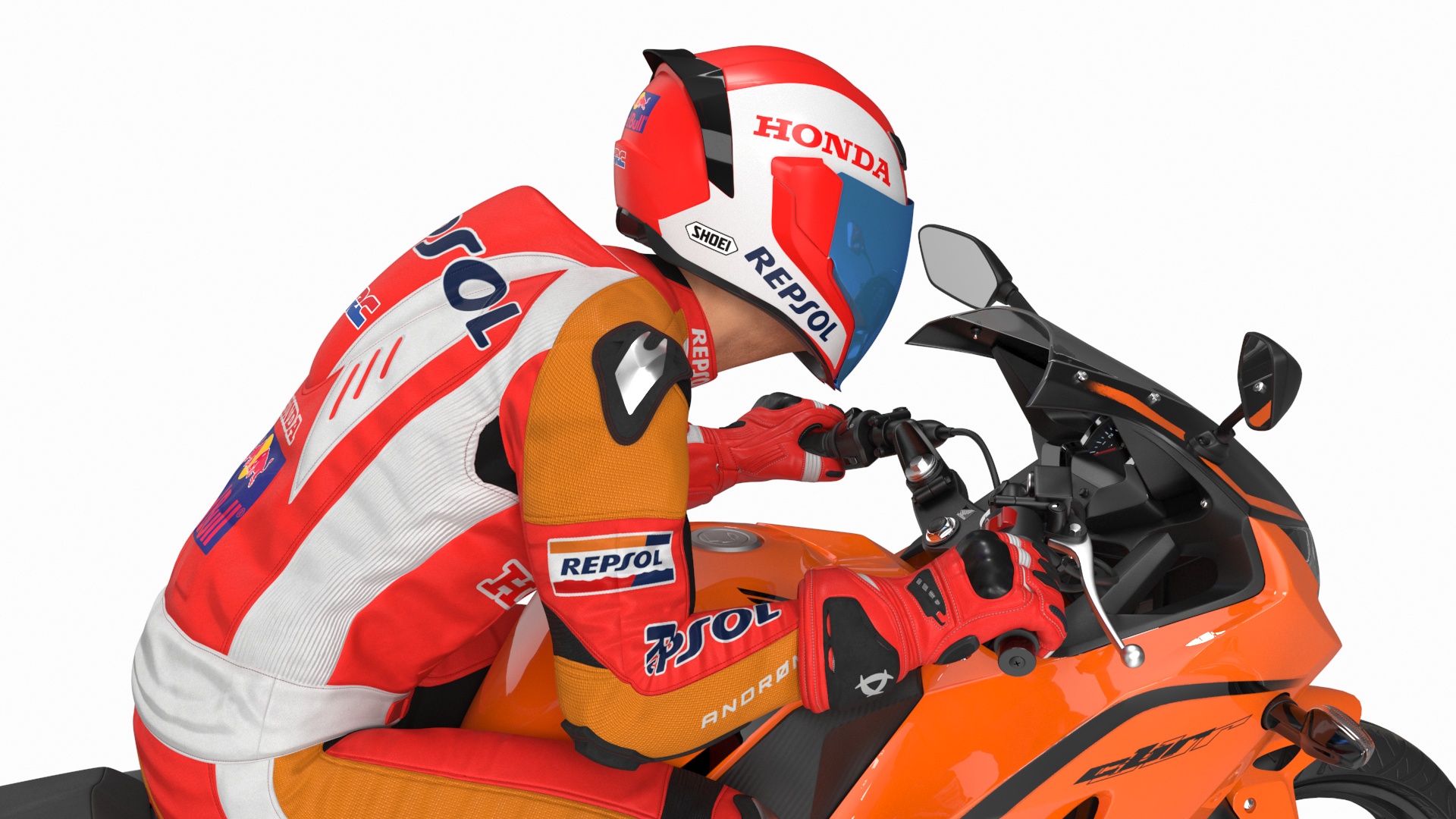 Honda Sport Bike with Rider in Racing Gear 3D