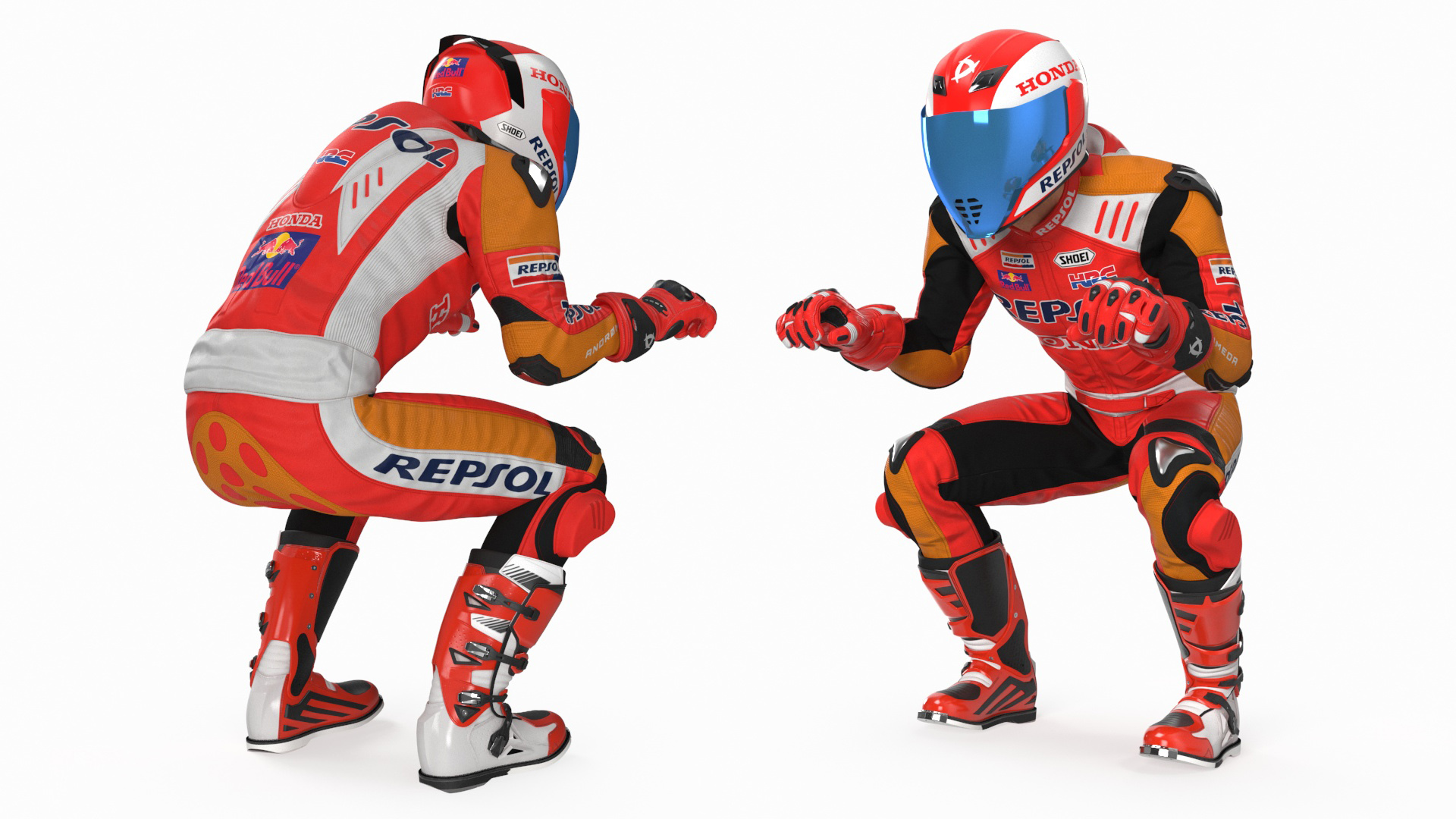 Honda Sport Bike with Rider in Racing Gear 3D