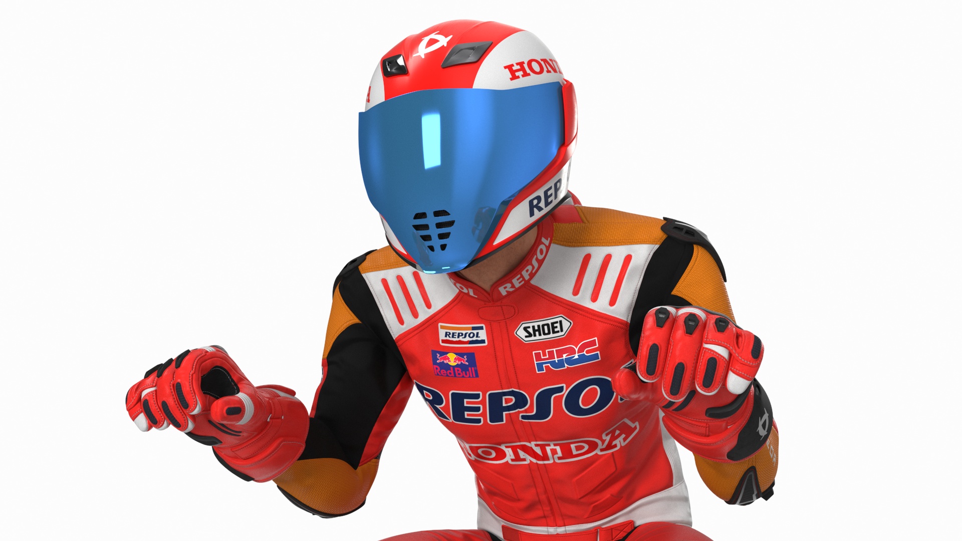 Honda Sport Bike with Rider in Racing Gear 3D