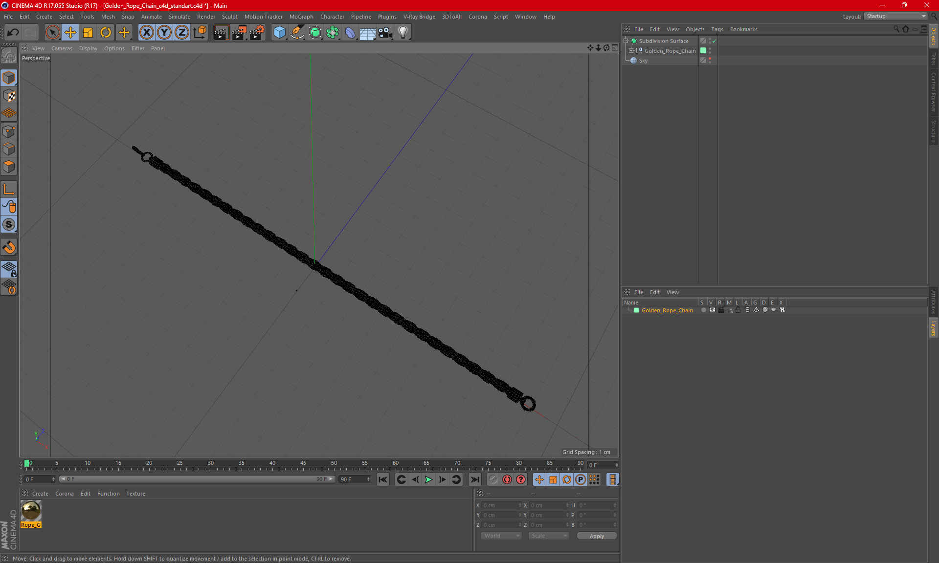 Golden Rope Chain 3D