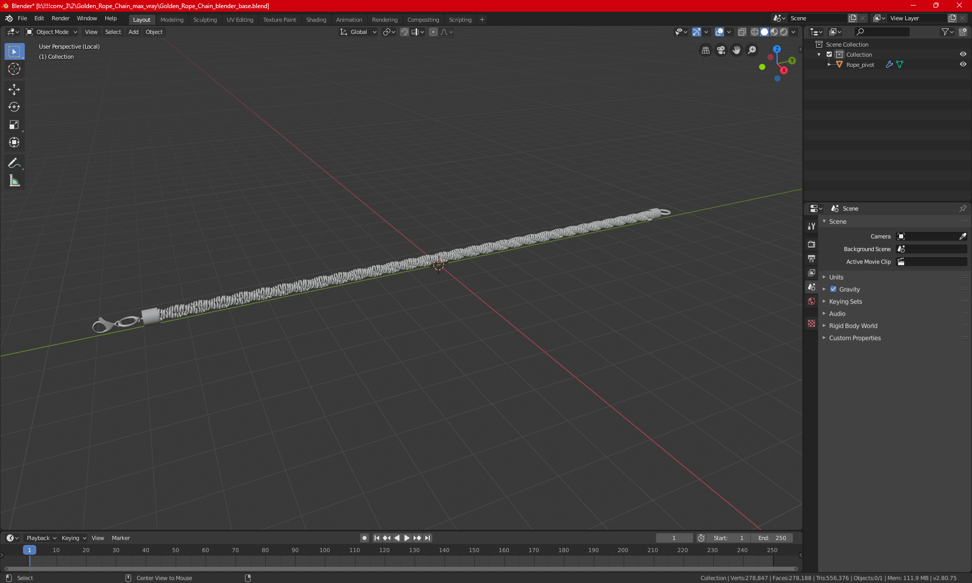 Golden Rope Chain 3D