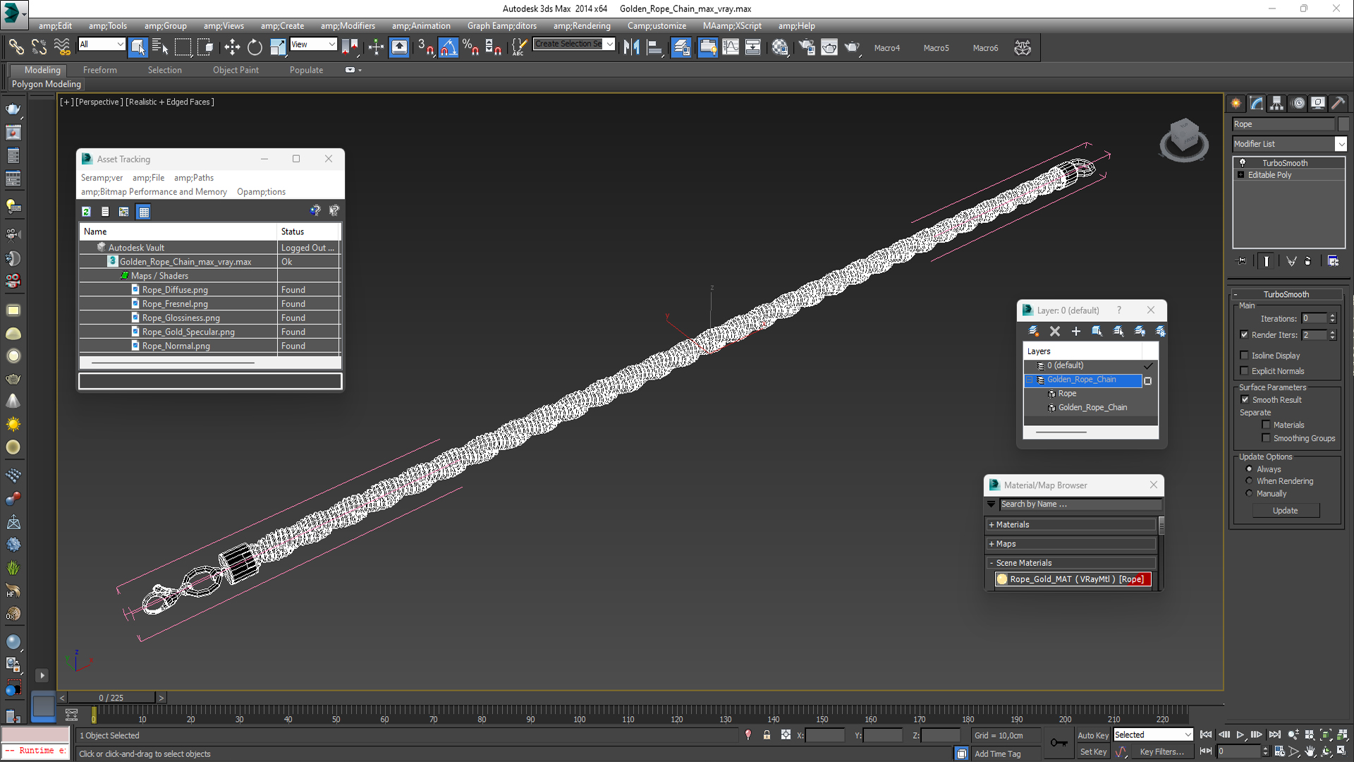 Golden Rope Chain 3D