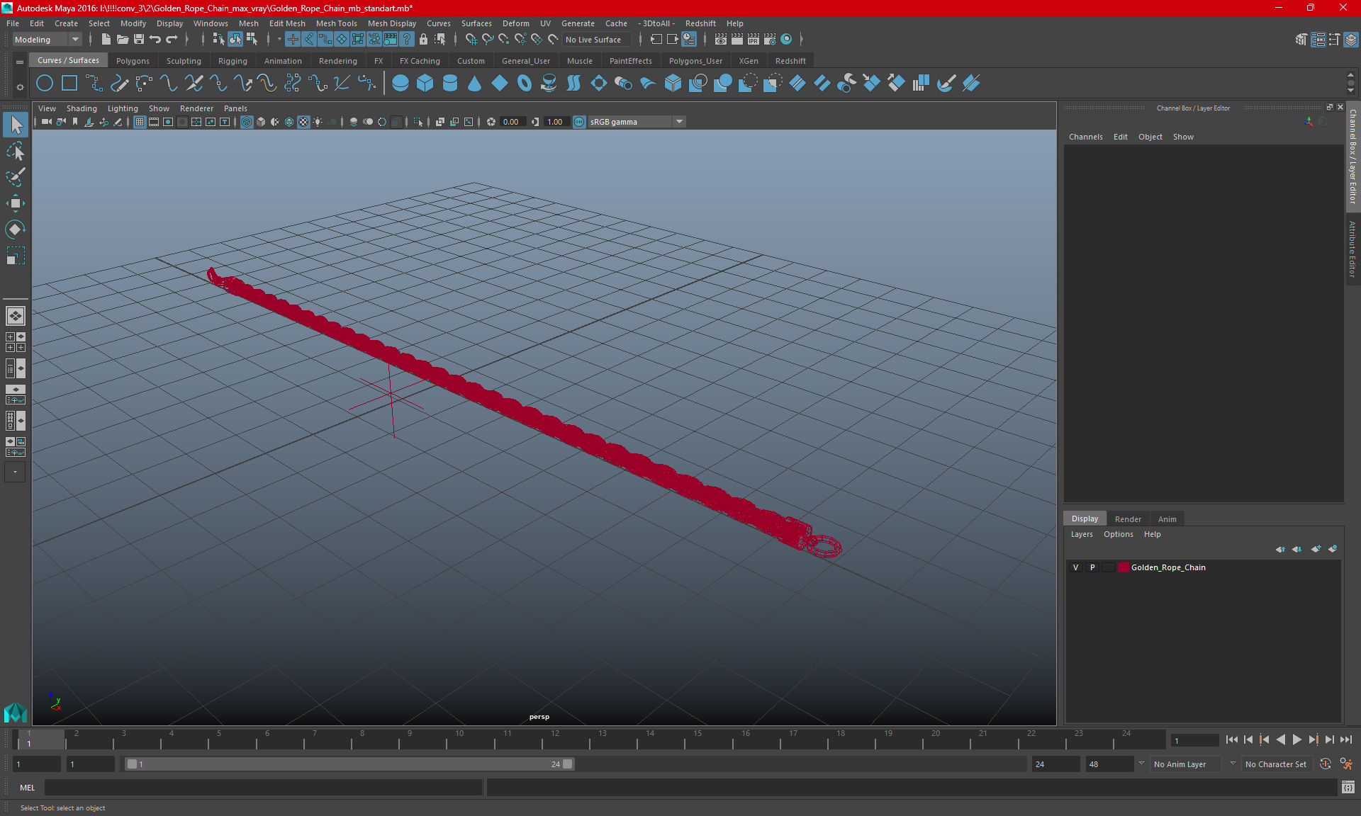 Golden Rope Chain 3D