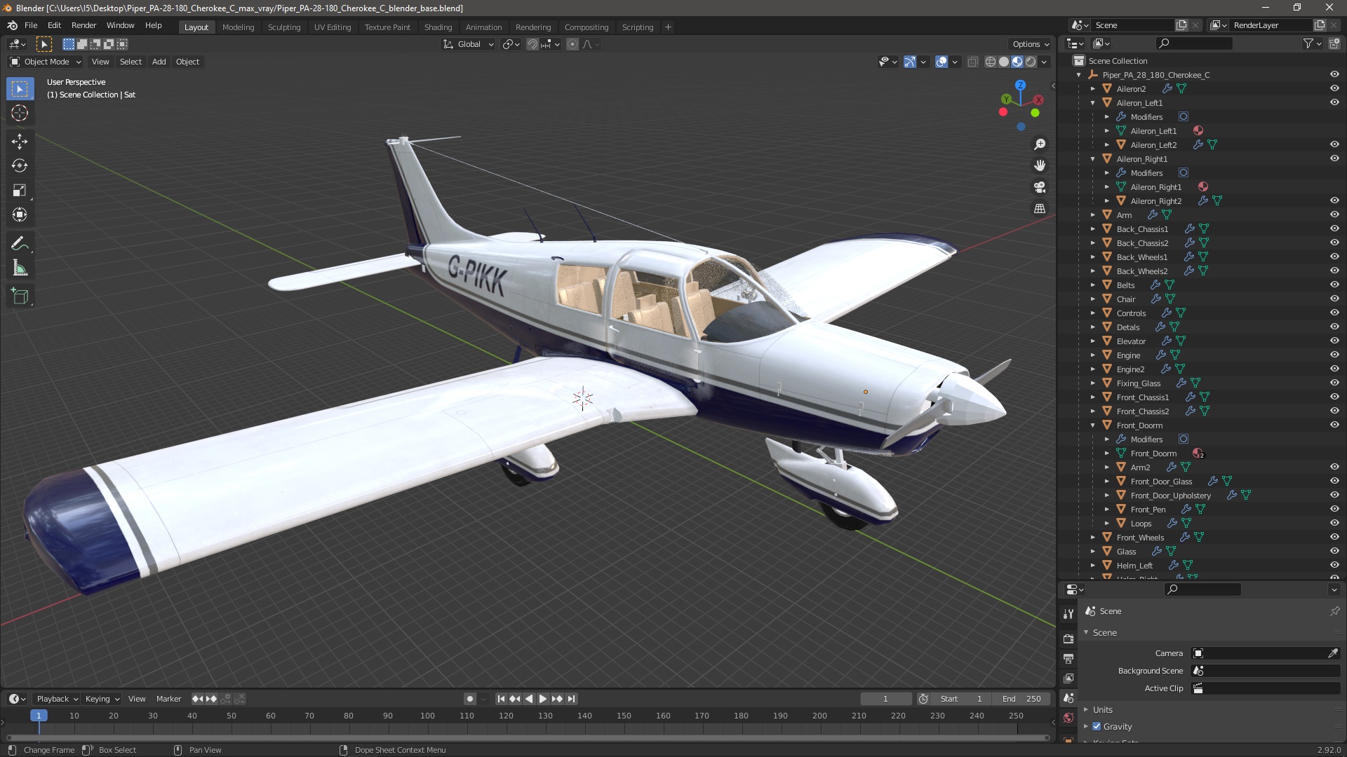 3D Piper PA-28-180 Cherokee C