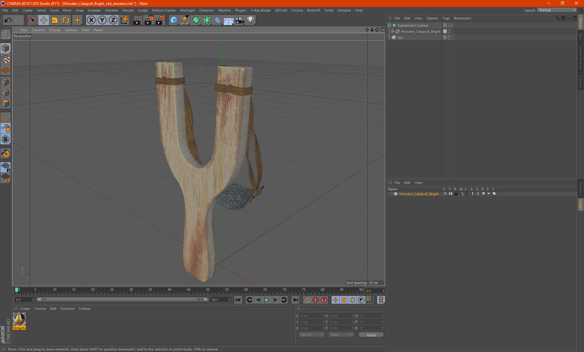 Wooden Catapult Bright 3D